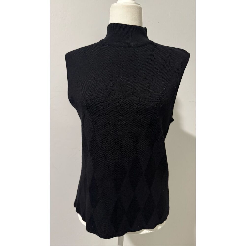 Country Shop black sleeveless top 100% Extra fine Italian Marino wool M